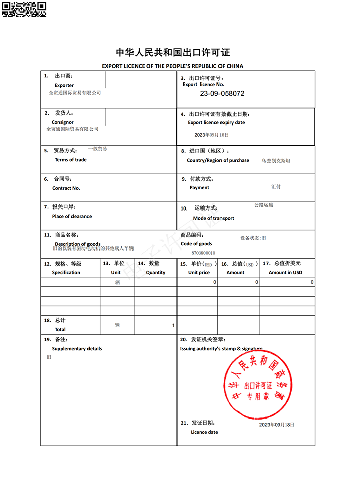 ‌EXPORT LICENCE OF THE PEOPLE...